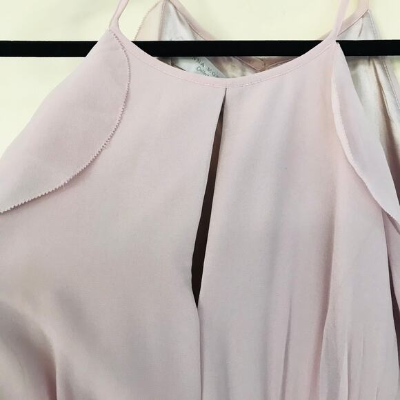 New Donna Morgan Skye Ruffles Cutaway Halter Pink Gown Women's Size 18 - Picture 12 of 16